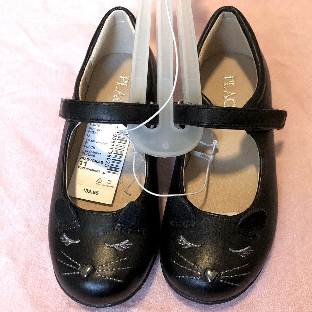 NWT The Children’s Place black cat shoes, 11T